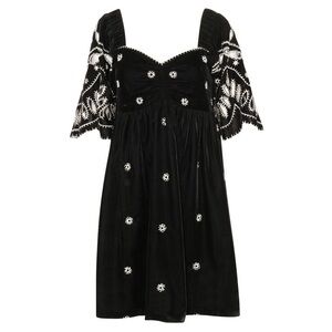 Love the Label Farah Mini Dress - Black and White Embroidered Dress - Small